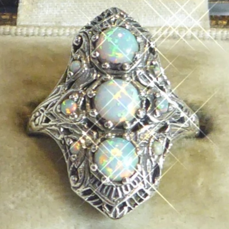 Ethnic Fashion Wear For Women - Vintage Inlaid Imitation Opal Women's Ring
