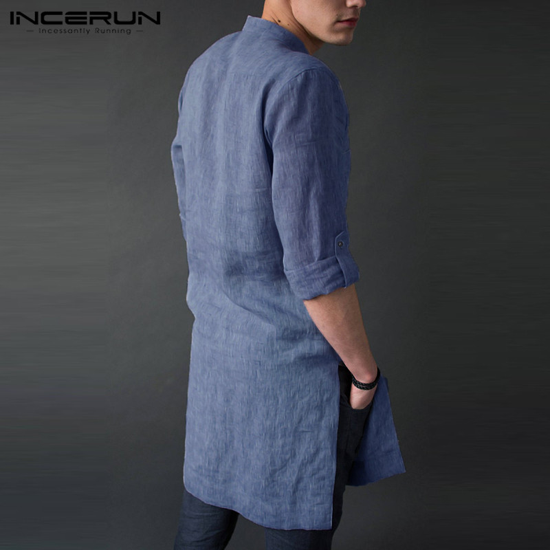 INCERUN Men's Long Sleeve Midi - Kurta Men Cotton 评论和价格