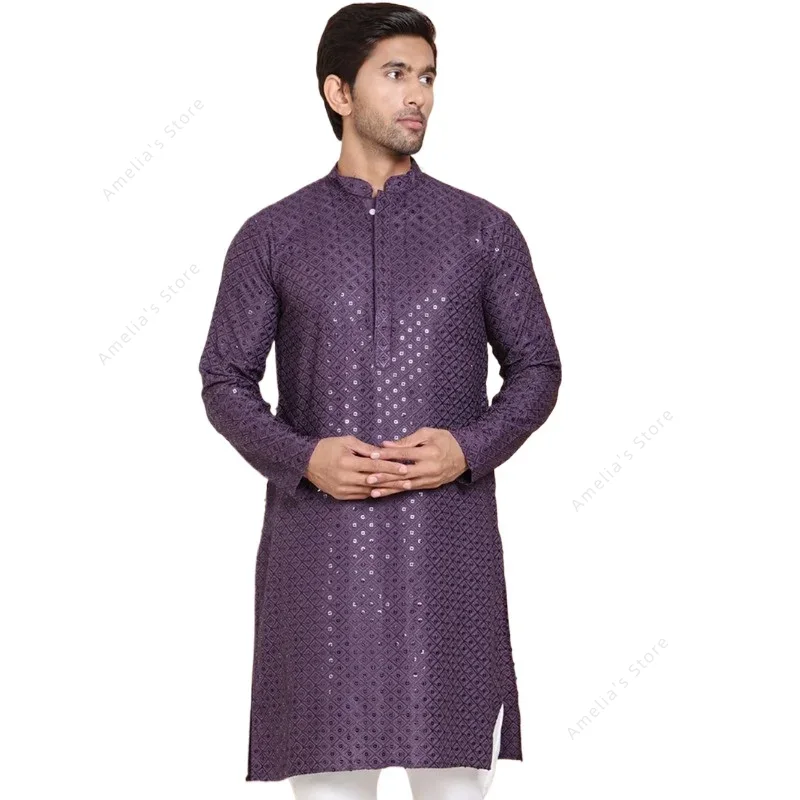 Indian Men's Kurta Tunic Cotto - Kurta Men Cotton 评论和价格