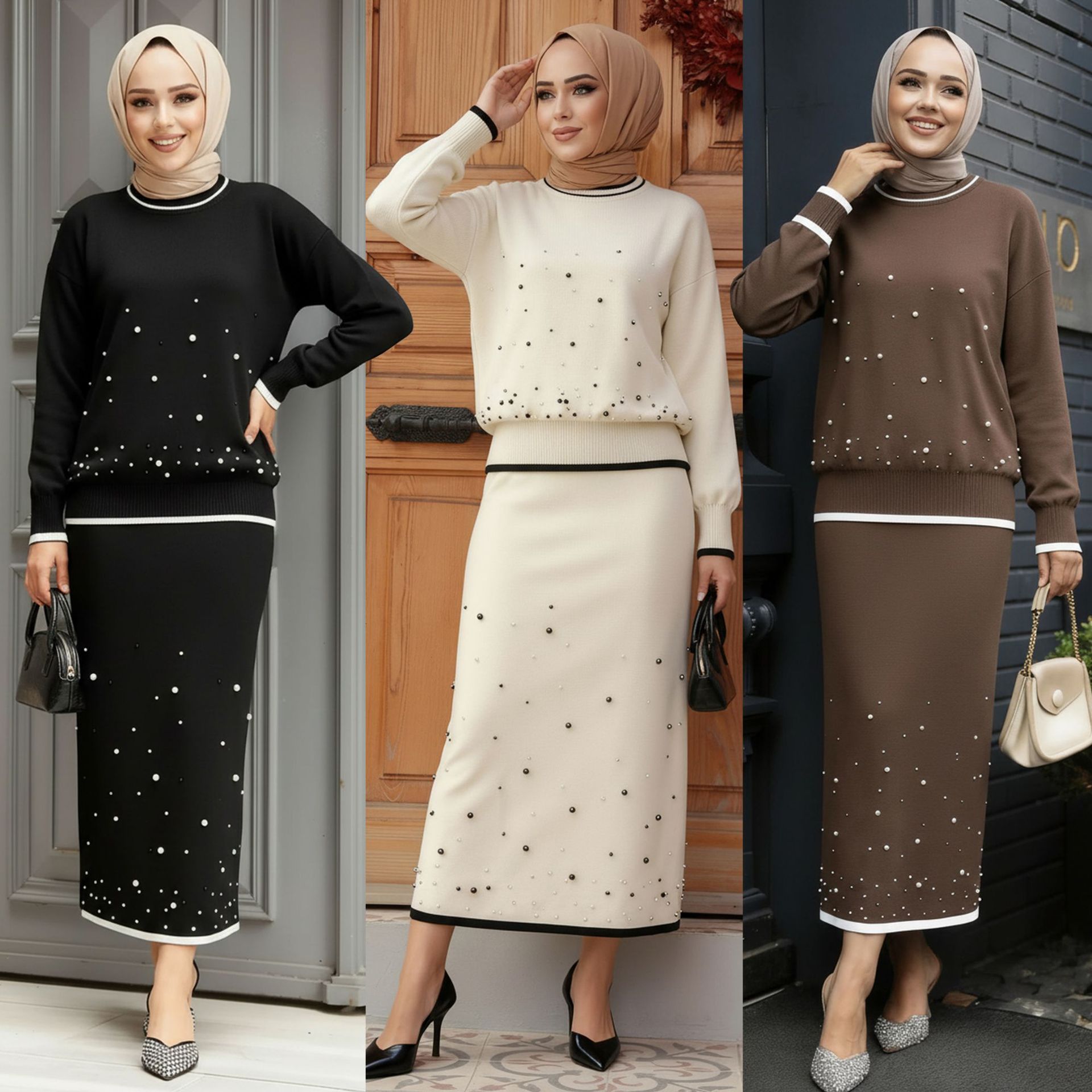 Eid Women 2 Piece Set Beading  - Jalabiya Women Arabic 评论和价格