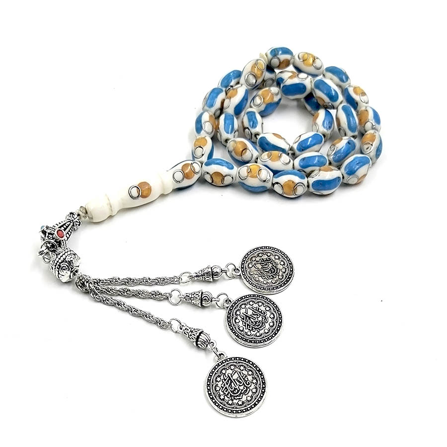Camel bone Tasbih with Blue li - Ethnic Fashion Online 评论和价格